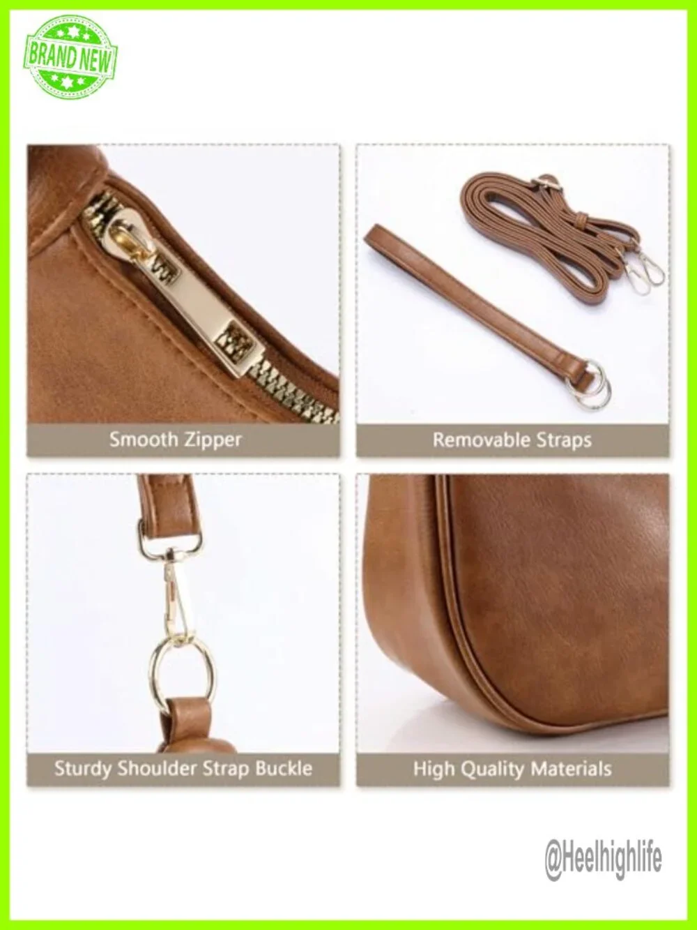 Soft Vegan Leather Hobo Purse Crossbody Shoulder Bag Adjustable Strap